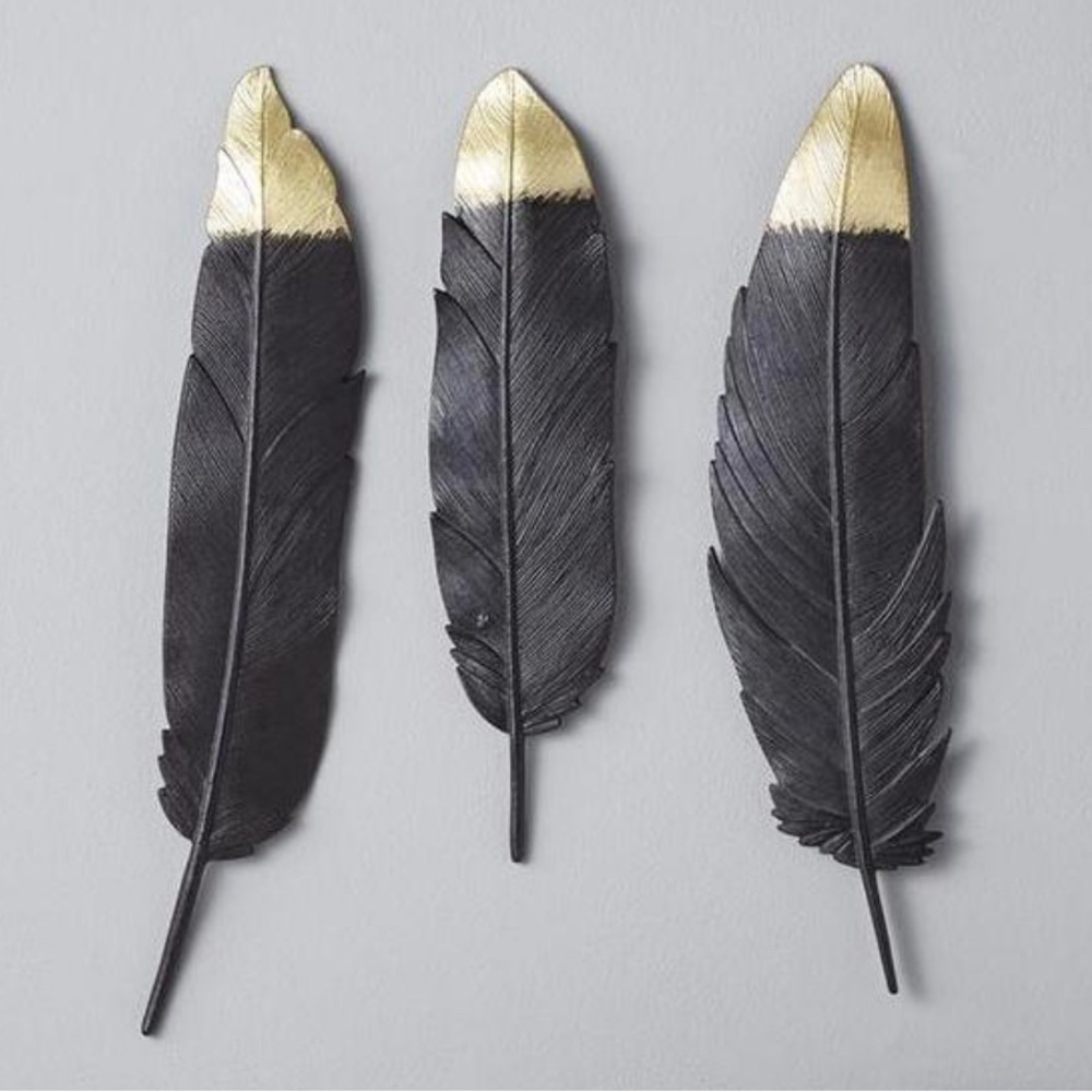Metal Wall Feather Decor Set of 3